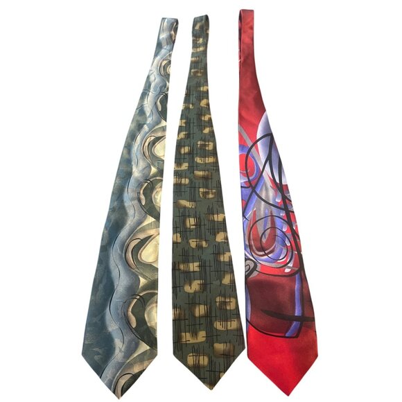 Vintage 90s Jerry Garcia & Grateful Dead Silk Ties Set Of 3 - Picture 1 of 10
